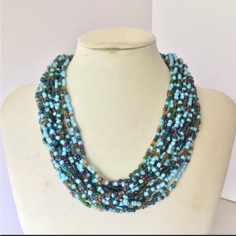 Vintage Multistrand Glass Seed Bead Necklace